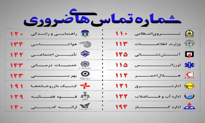 شماره تماس های ضروری